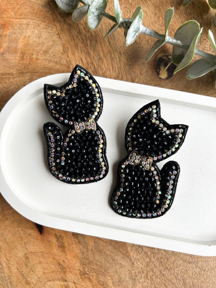 Luna Cat Handmade Beaded Earrings