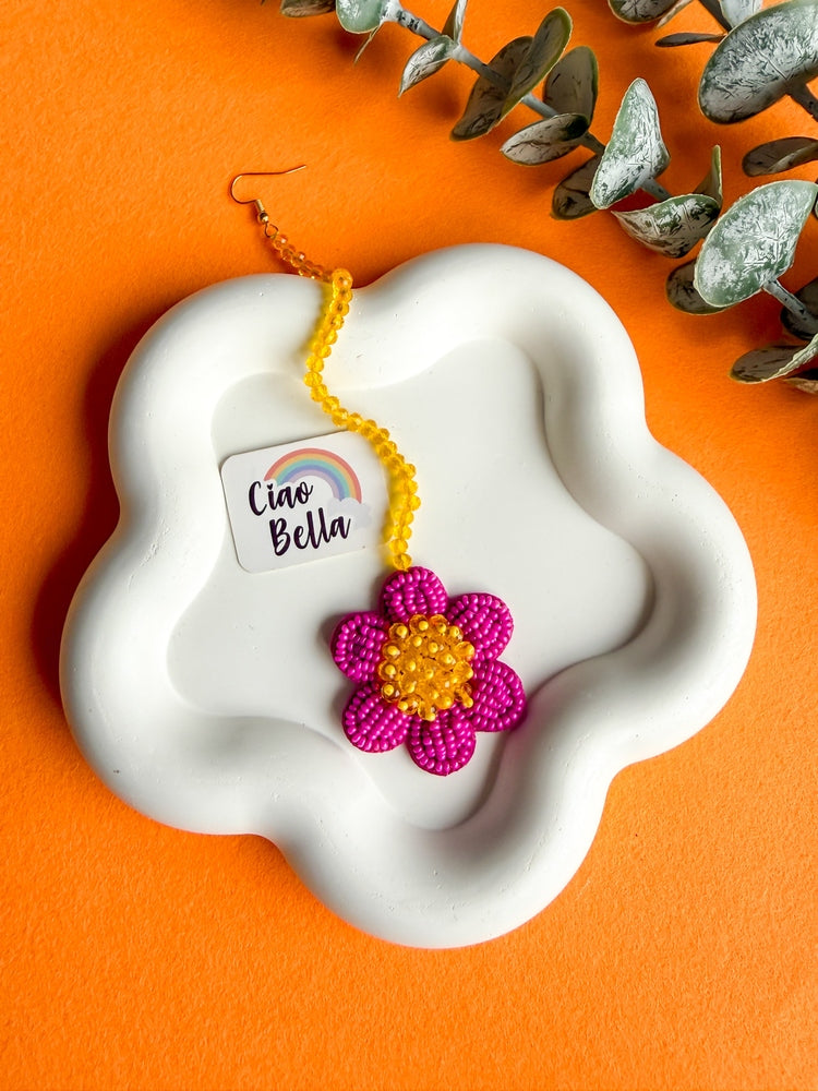 Pink Daisy Handmade Beaded Maangtika