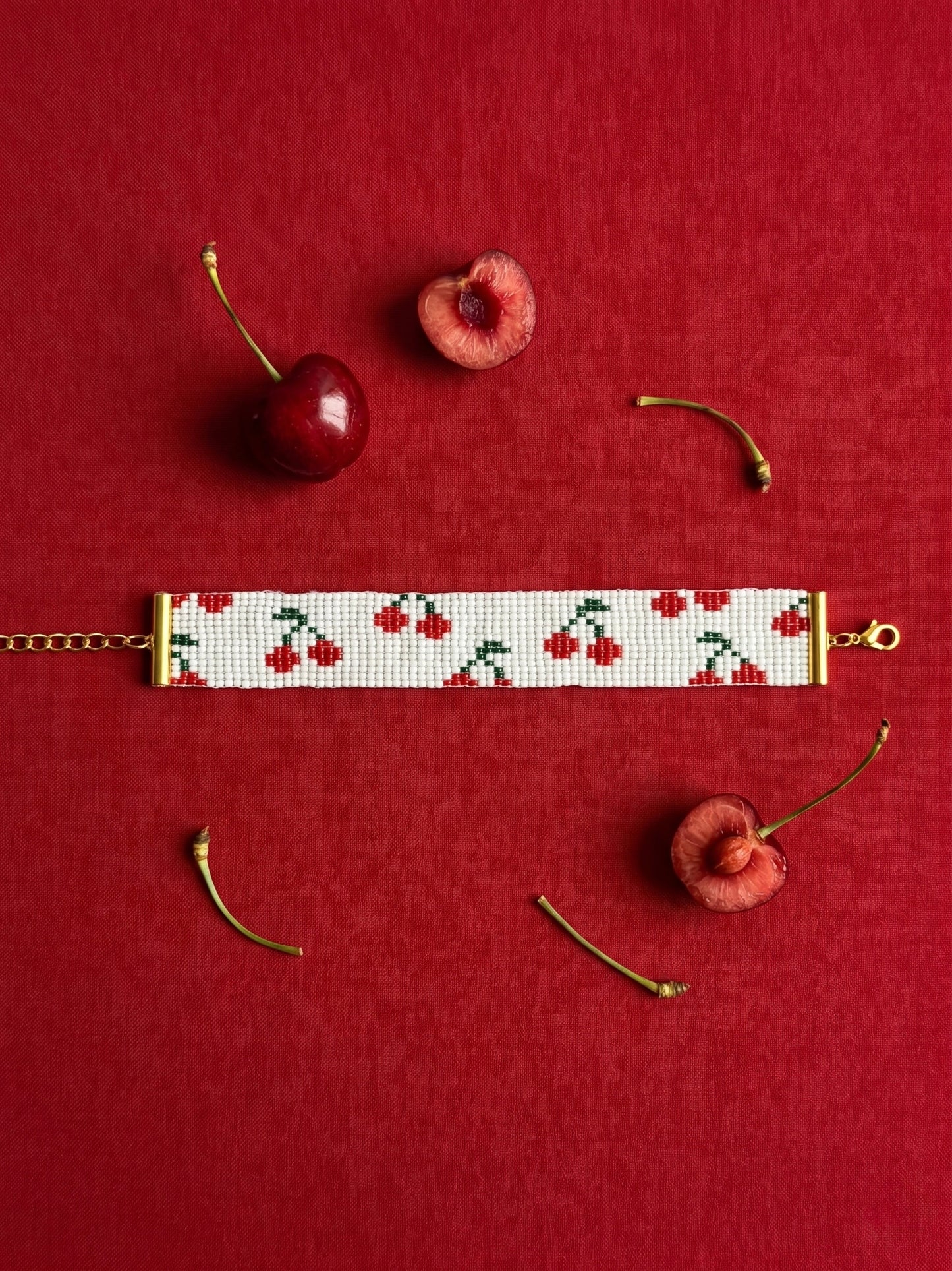 Cherry Picked Handmade Beaded Bracelet