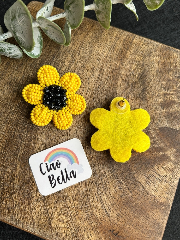 Sunflower Stud Handmade Beaded Flower Earrings