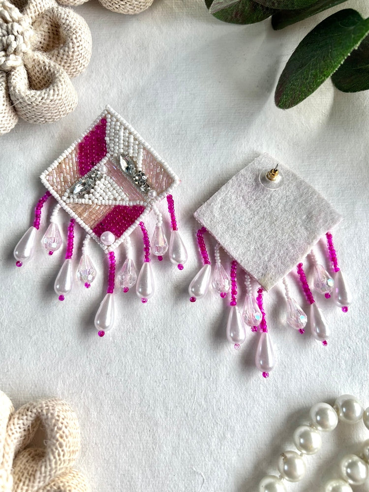 Pink Perfect Glamour Handmade Beaded Earrings