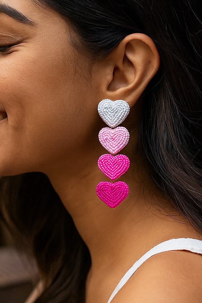 Blush Pink Love Drops Handmade Beaded Earrings