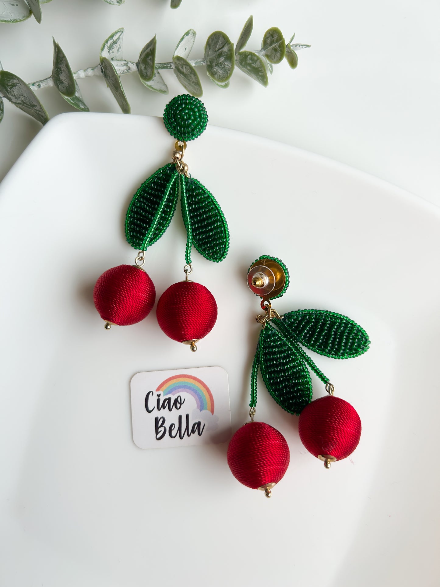 Cherry On Top Handmade Beaded Earrings