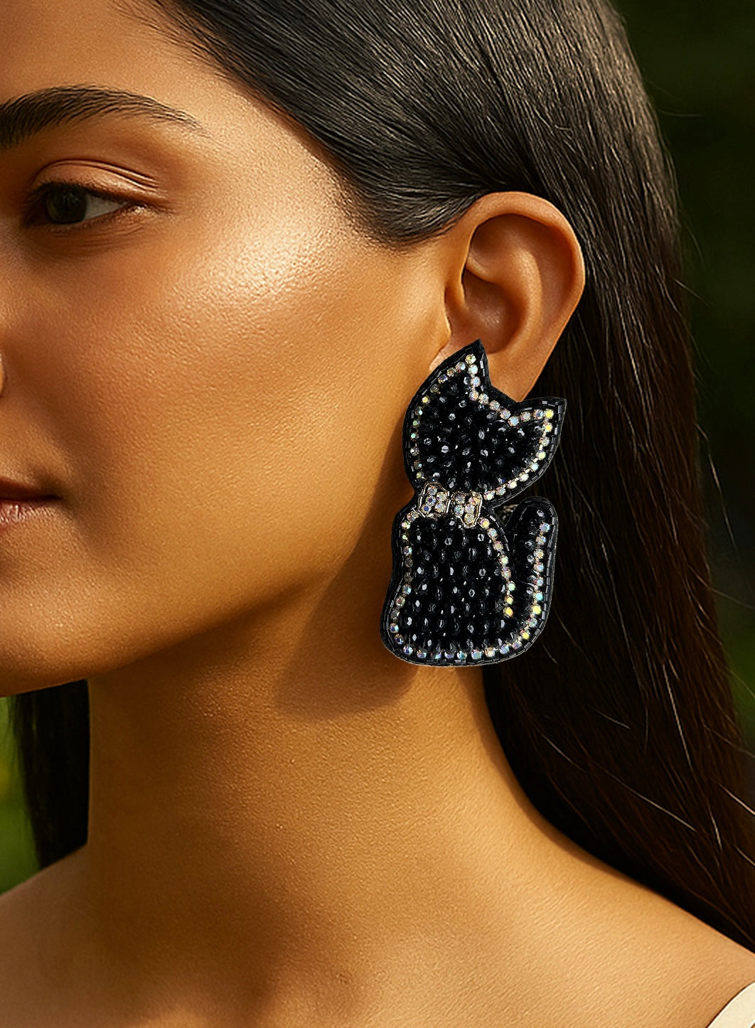Luna Cat Handmade Beaded Earrings