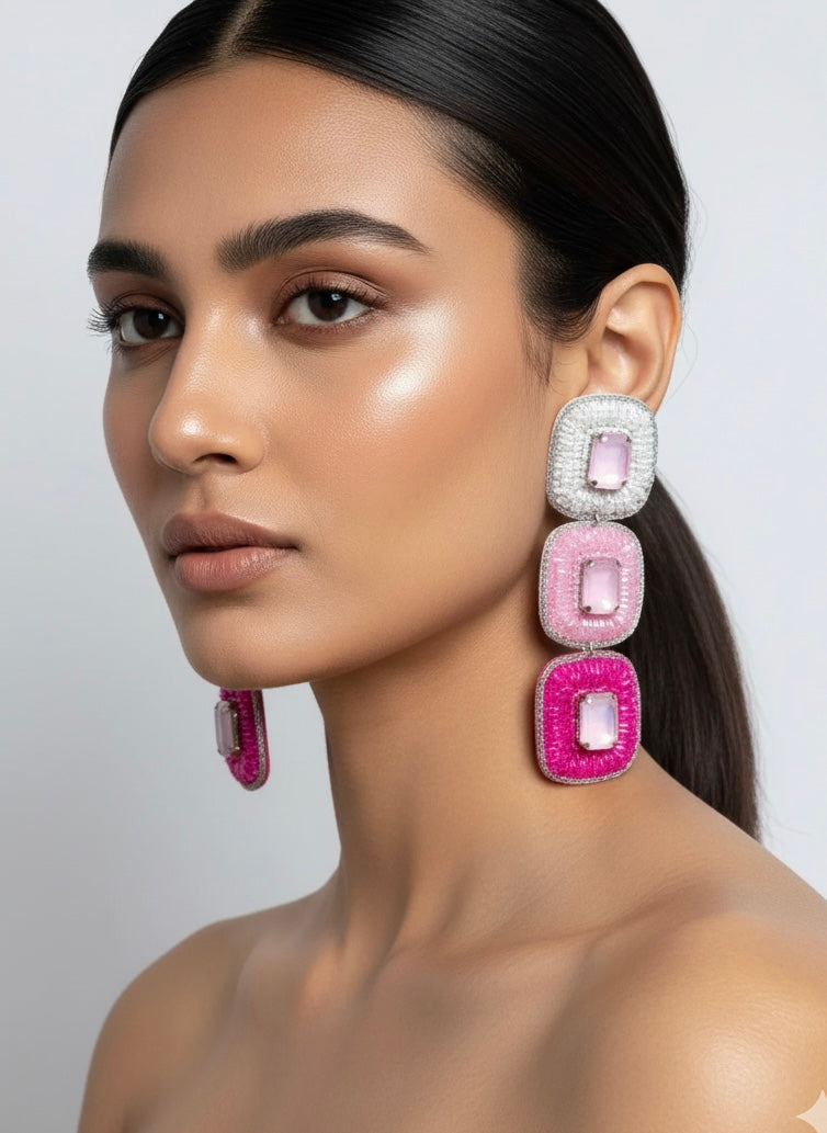 Rosette Handmade Beaded Earrings
