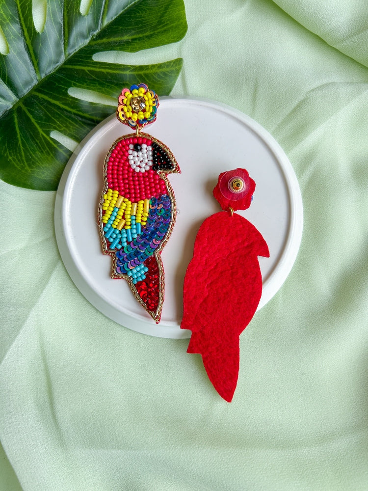 Macaw Handmade Beaded Bird Earrings