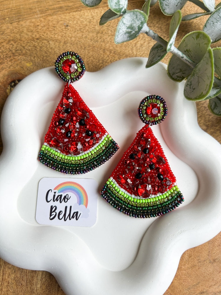 Watermelon Crush Handmade Beaded Earrings
