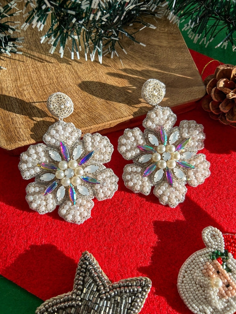Snowflake Sparkle Handmade Beaded Earrings