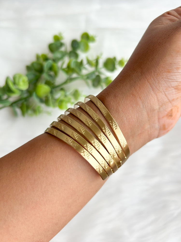 Nina Stripes Brass Cuff Bracelet