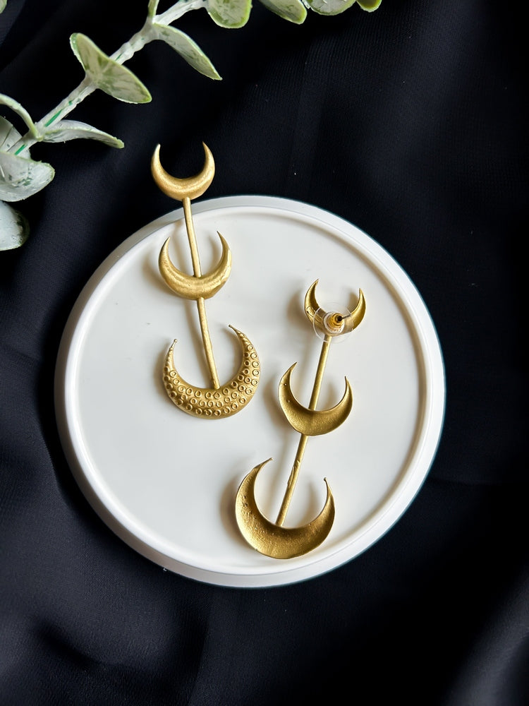 Crescent Moon Handmade Brass Earrings