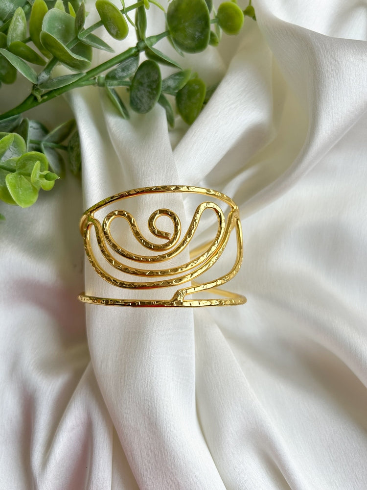 Boho Wave Brass Cuff Bracelet