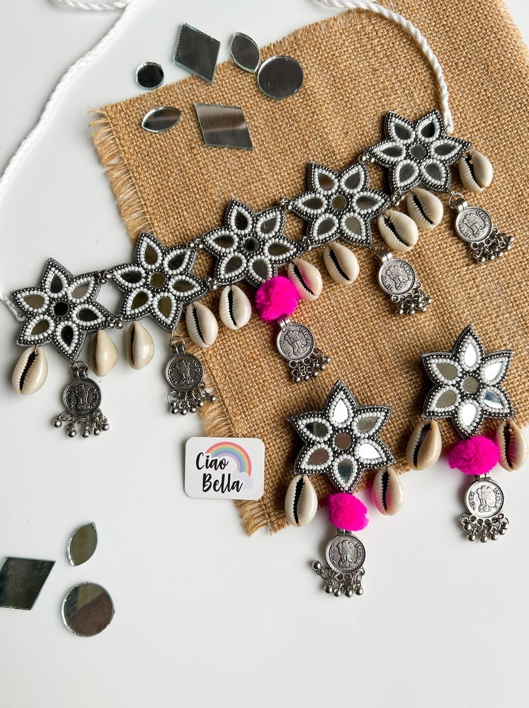 Naaz Mirror Handmade Beaded Necklace & Earrings Set