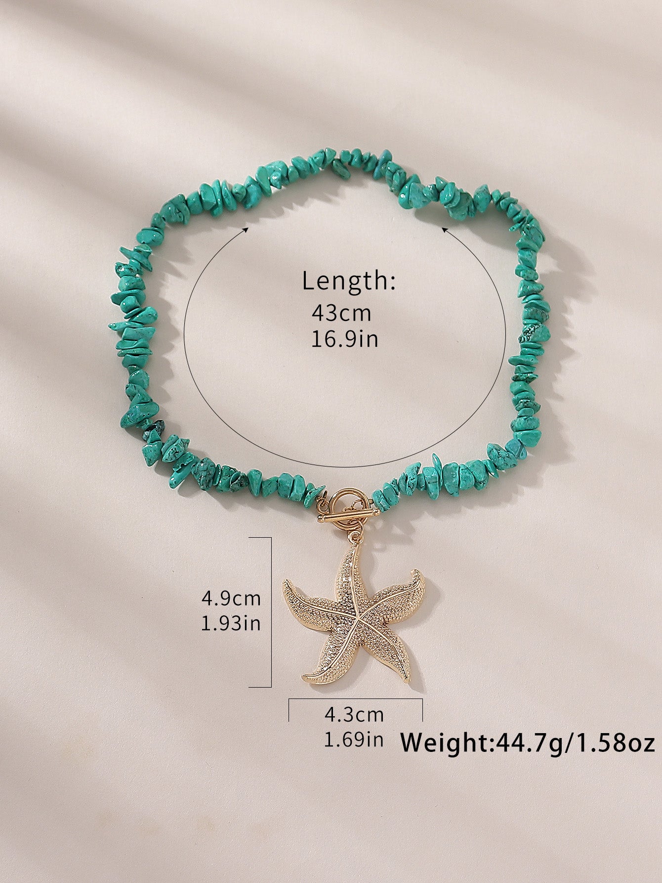 Marine Style Starfish Turquoise Beaded Chain Necklace