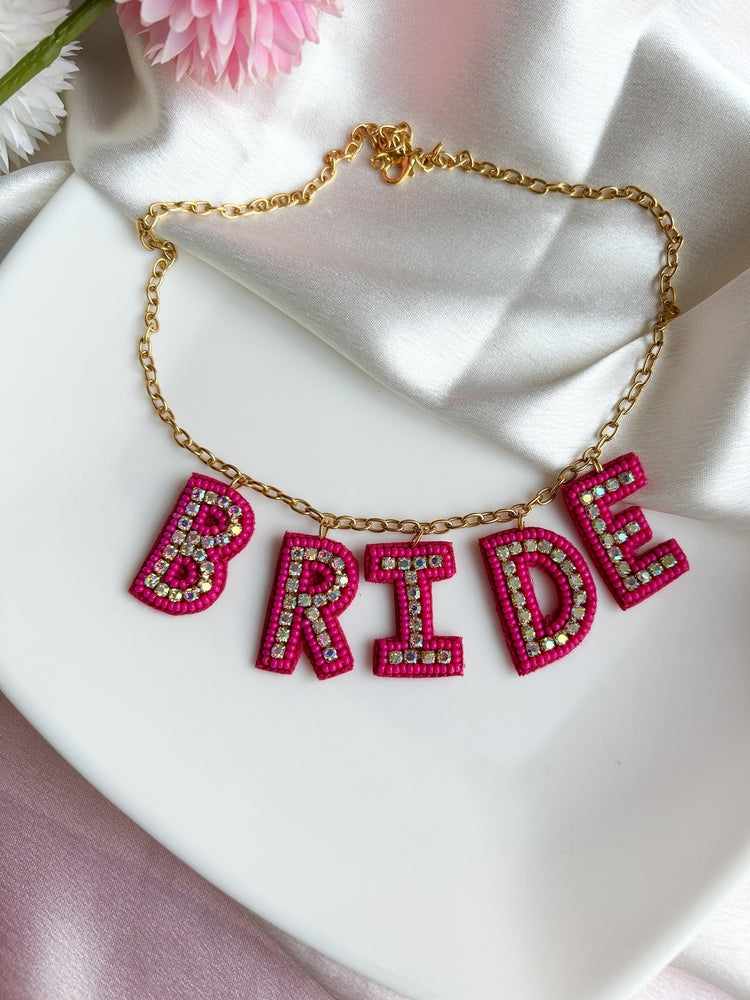 Bella Bride Pink Handmade Beaded Necklace