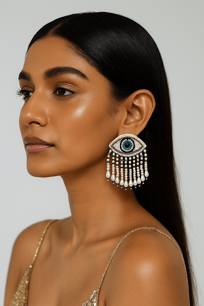 Mystic Evil Eye Tassel Handmade Beaded Earrings