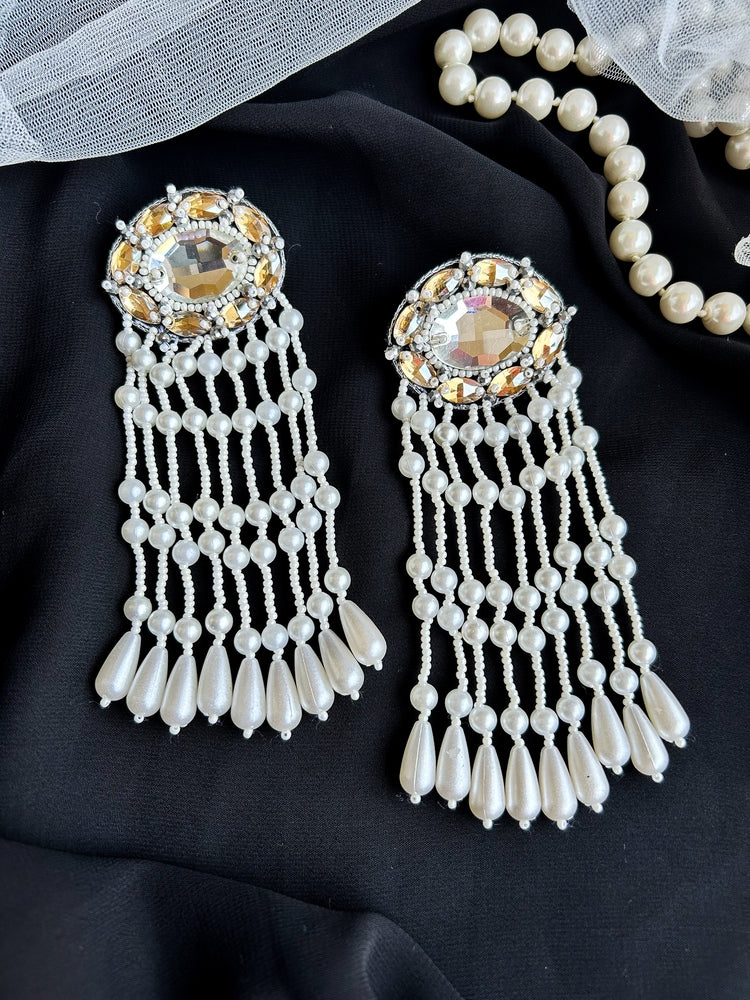 Taara Handmade Beaded Pearl Tassel Earrings