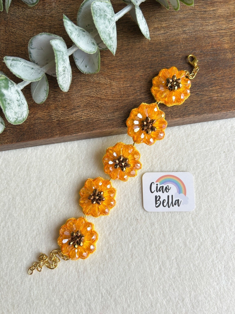 Sunflower Sparkle Handmade Beaded Bracelet