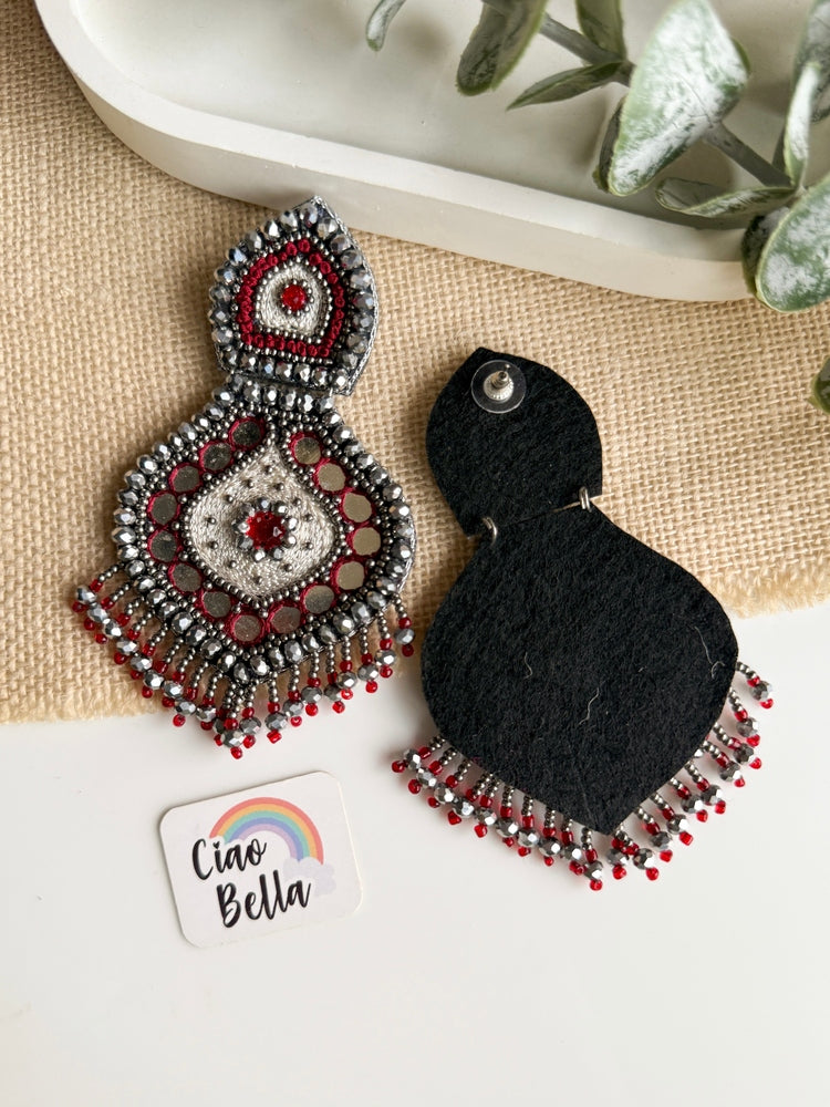 Mehrooni Mirror Handmade Beaded Earrings