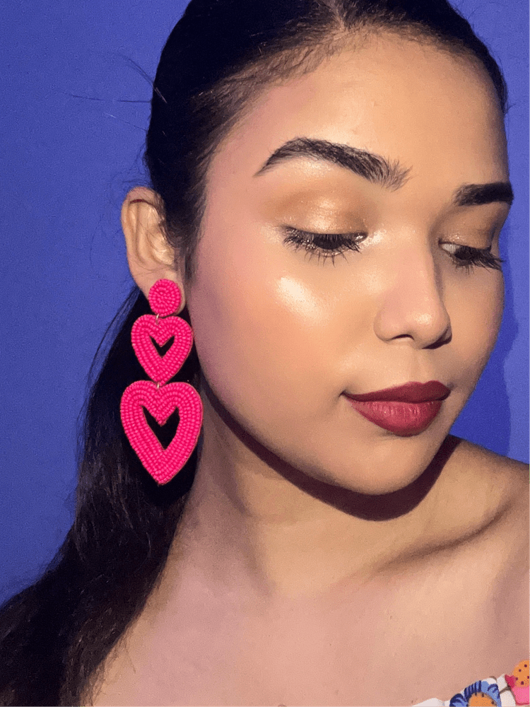 Steal My Love Handmade Beaded Heart Shaped Earrings