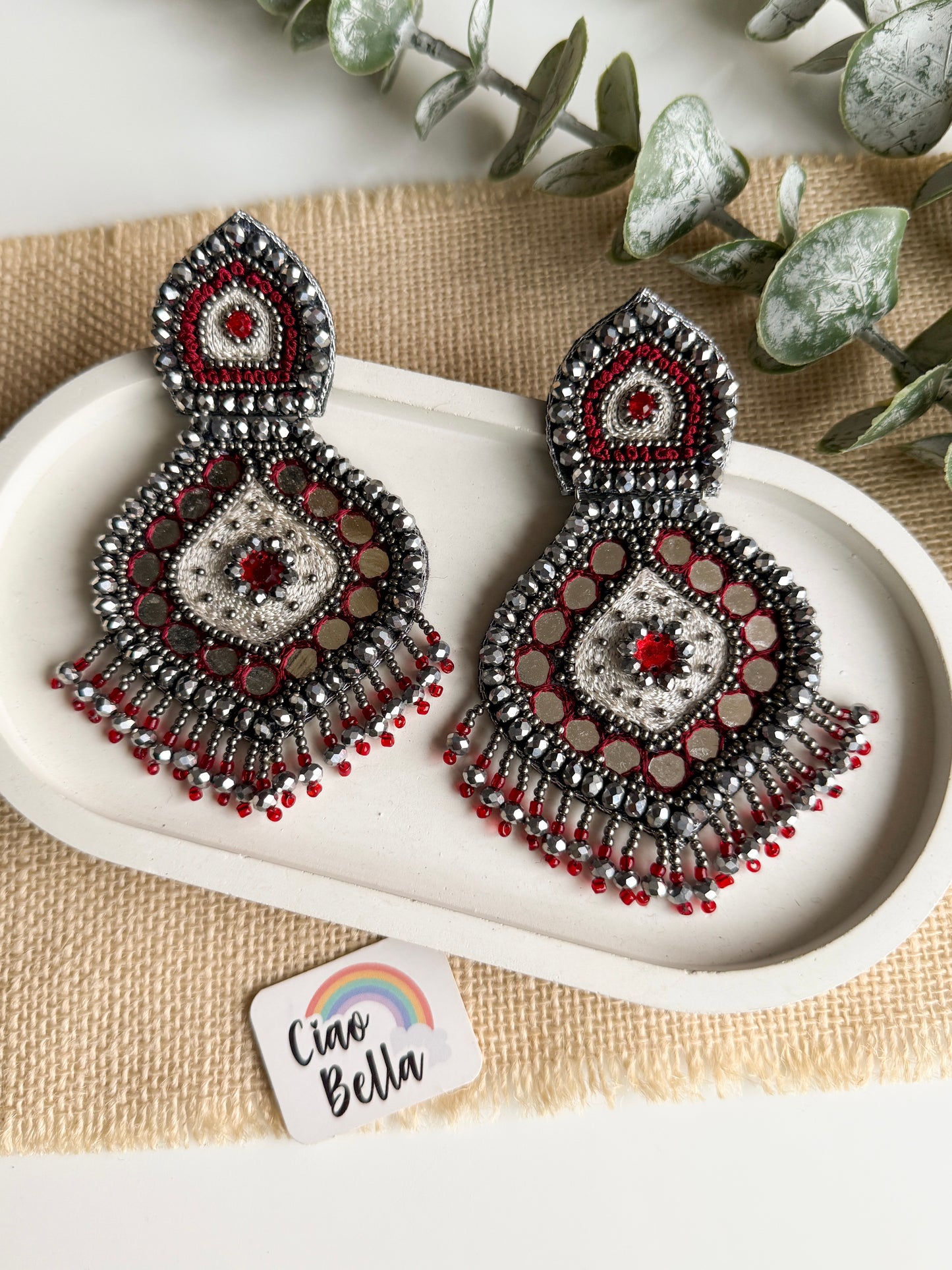 Mehrooni Mirror Handmade Beaded Earrings