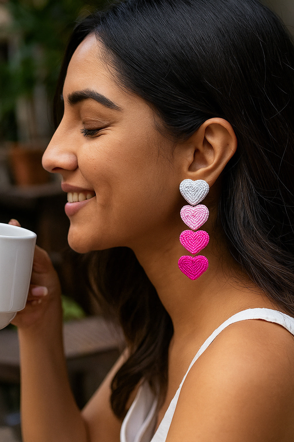 Blush Pink Love Drops Handmade Beaded Earrings