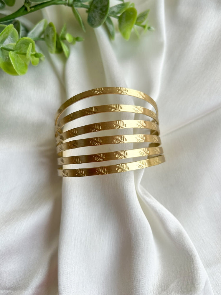 Nina Stripes Brass Cuff Bracelet