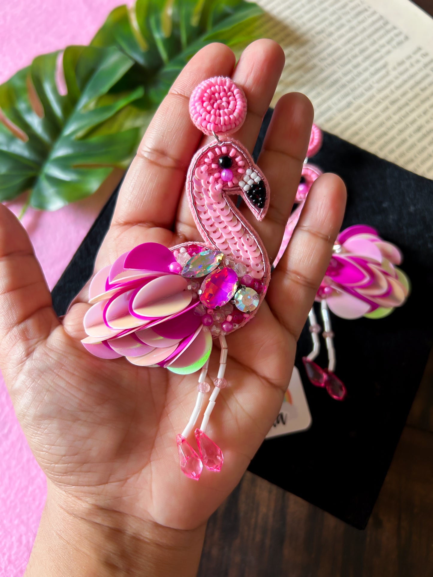 Flamazing Flamingo Bird Handmade Beaded Earrings
