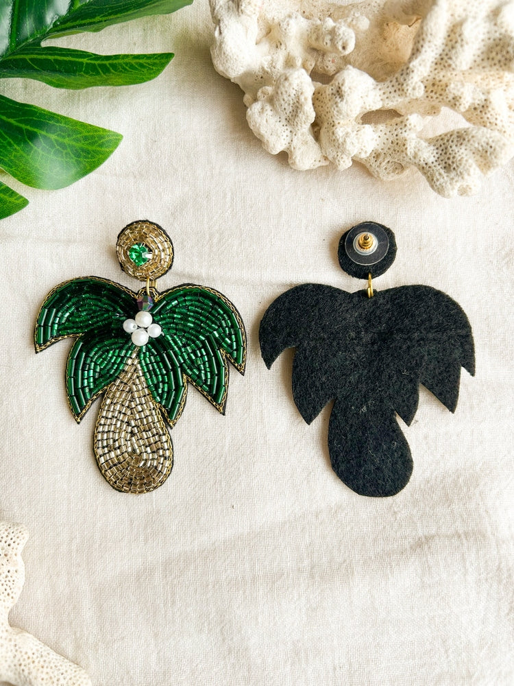 Tropical Palm Tree Handmade Beaded Earrings