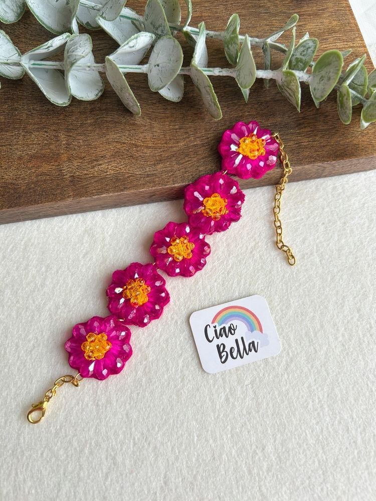 Daisy Dream Pink Handmade Beaded Bracelet