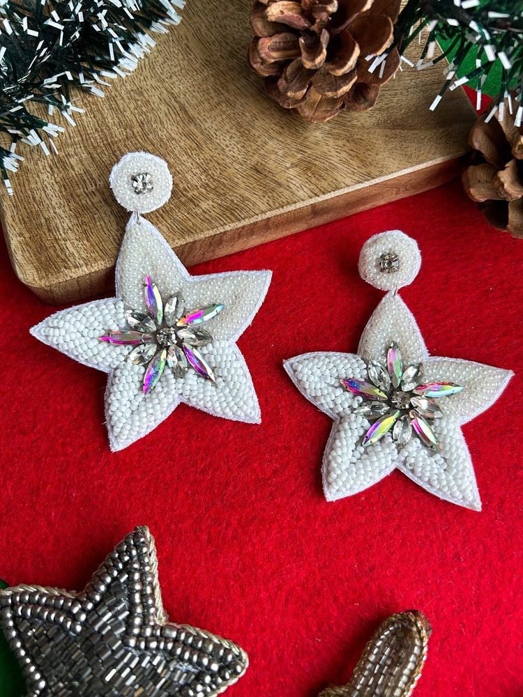 Starlight Shimmer Handmade Beaded Star Earrings
