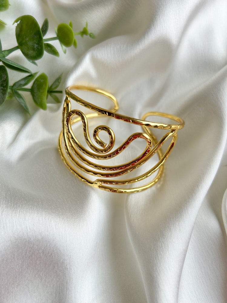 Boho Wave Brass Cuff Bracelet