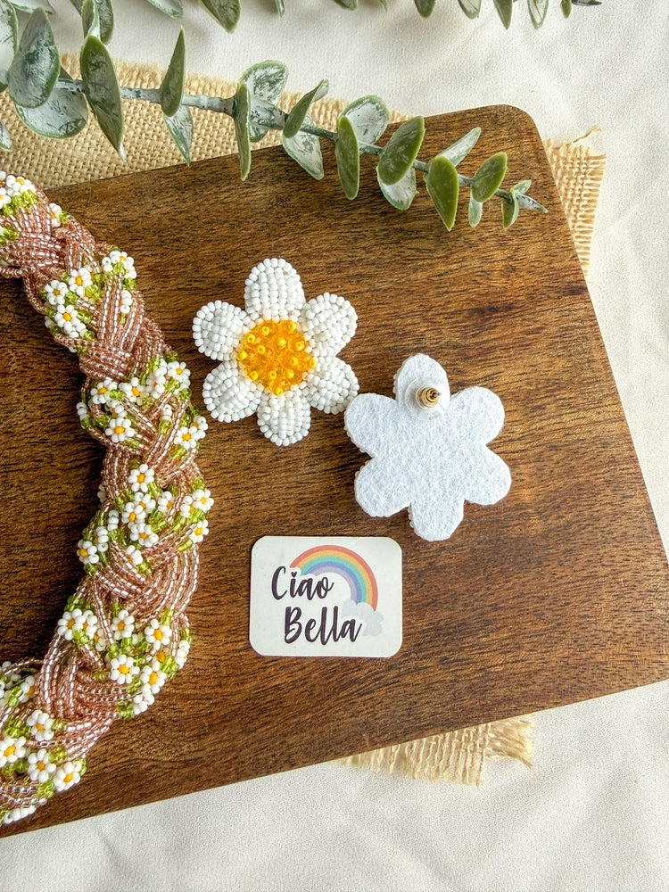 Luxe Flora Rose Gold Handmade Beaded Necklace + Earrings Set