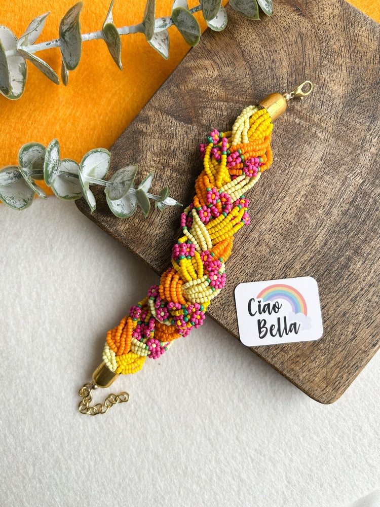 Luxe Flora Marigold Handmade Beaded Bracelet