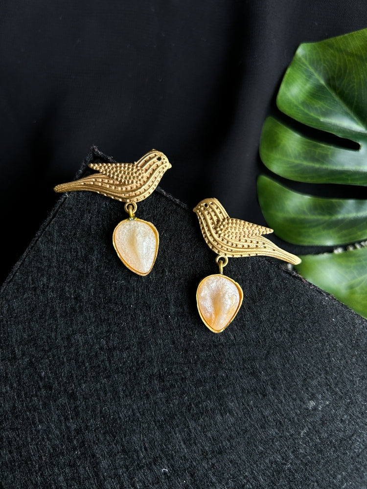 Birdie Bling Drop Handmade Brass Earrings