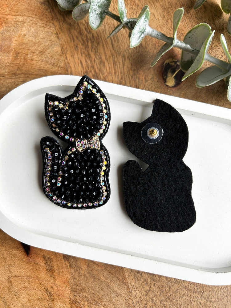 Luna Cat Handmade Beaded Earrings