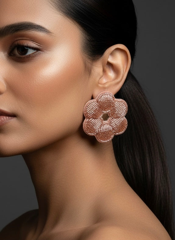 Blushing Rose Gold Handmade Beaded Earrings