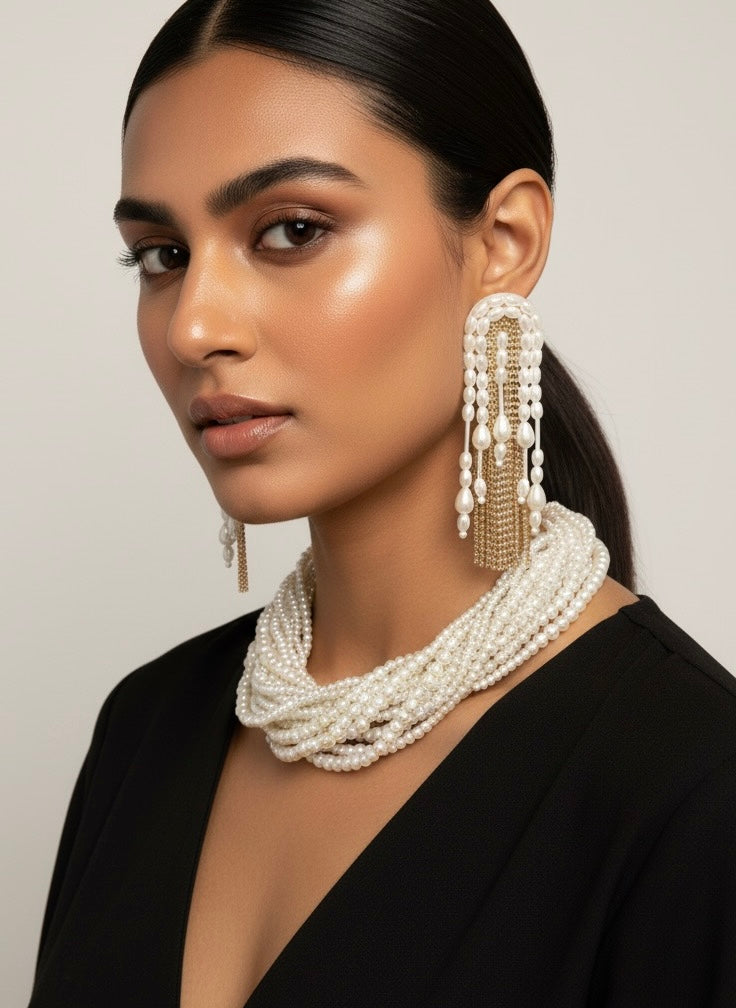 Maya Pearl Handmade Necklace + Earrings Set