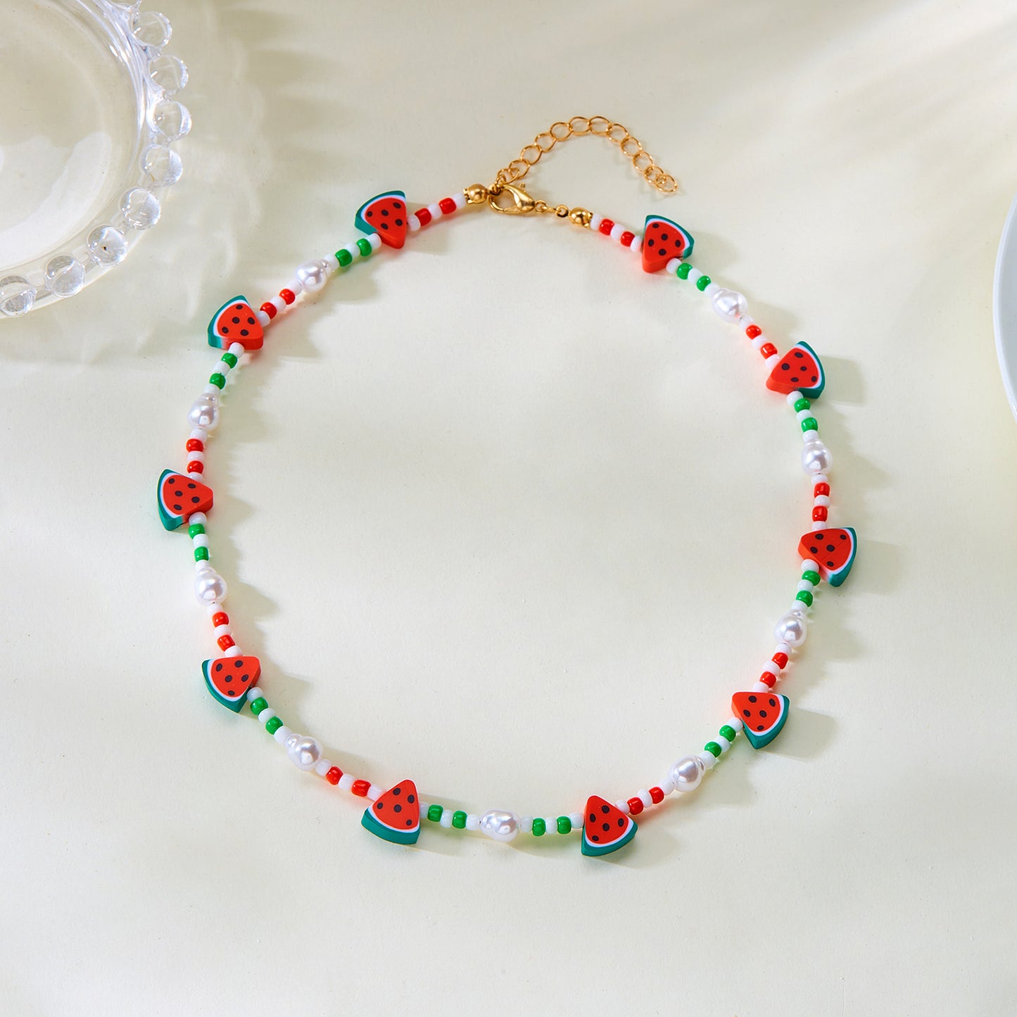 Sweet Watermelon Soft Clay Handmade Beaded Chain Necklace