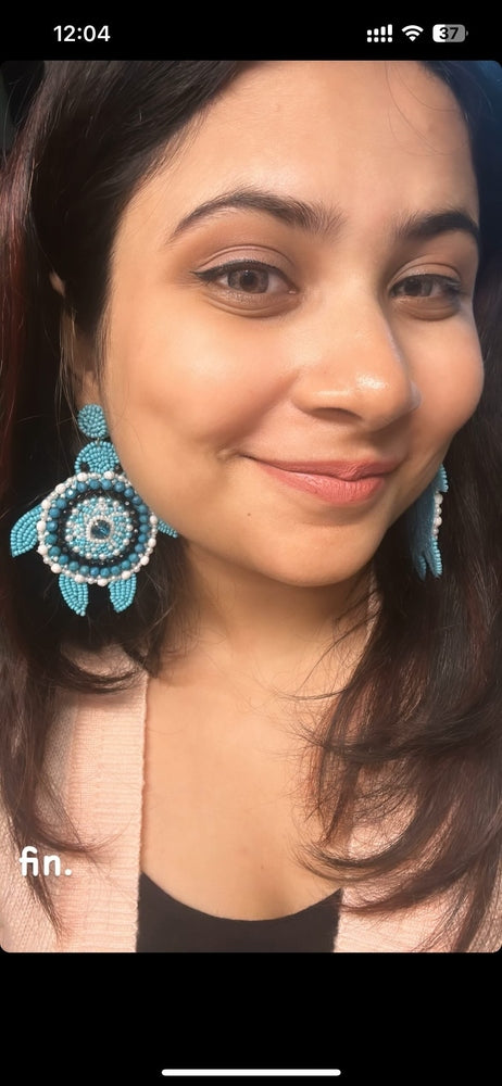 Oceanic Turtle Handmade Beaded Earrings