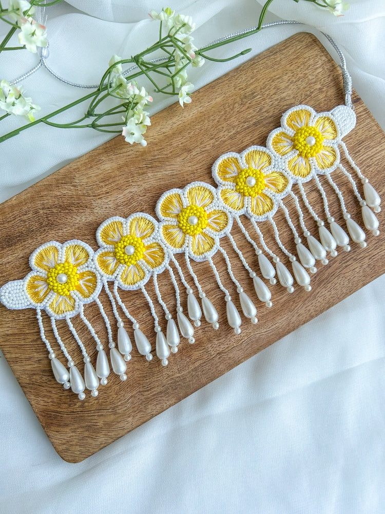 Sunshine Blossom Handmade Choker Necklace + Earrings Set