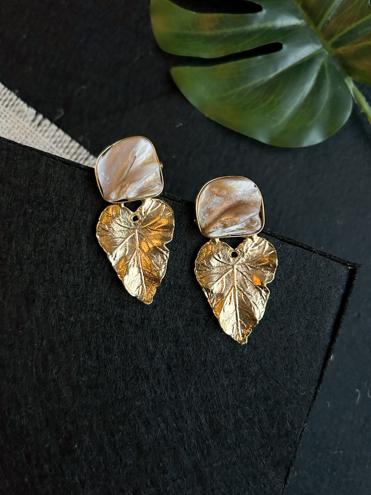 Golden Leaf Handmade Brass Earrings