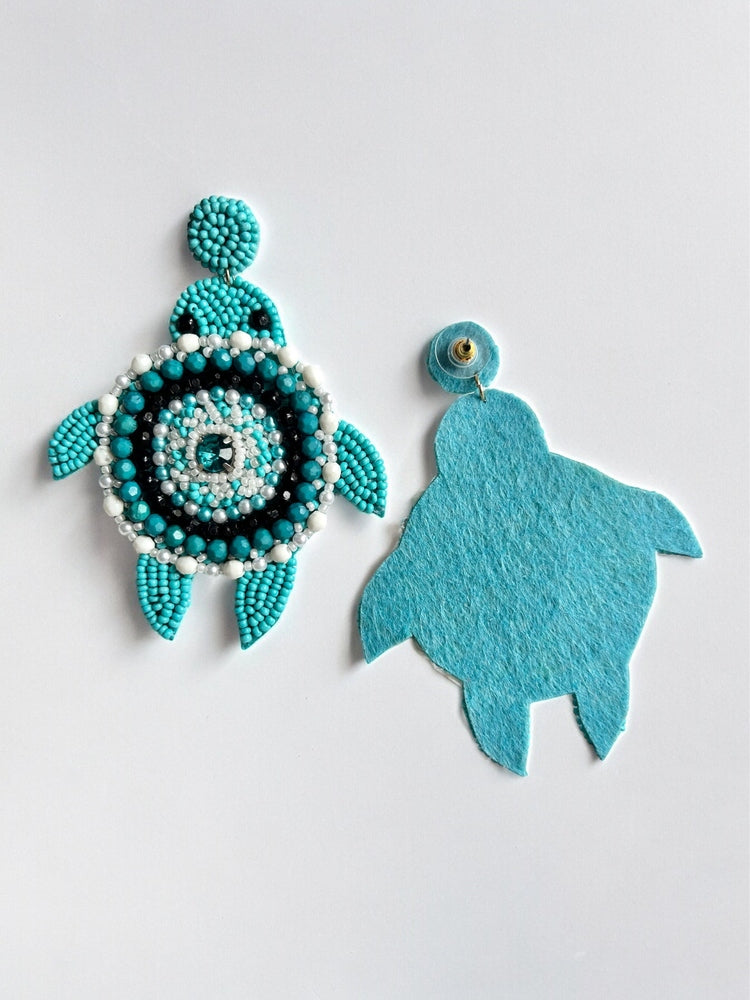 Oceanic Turtle Handmade Beaded Earrings