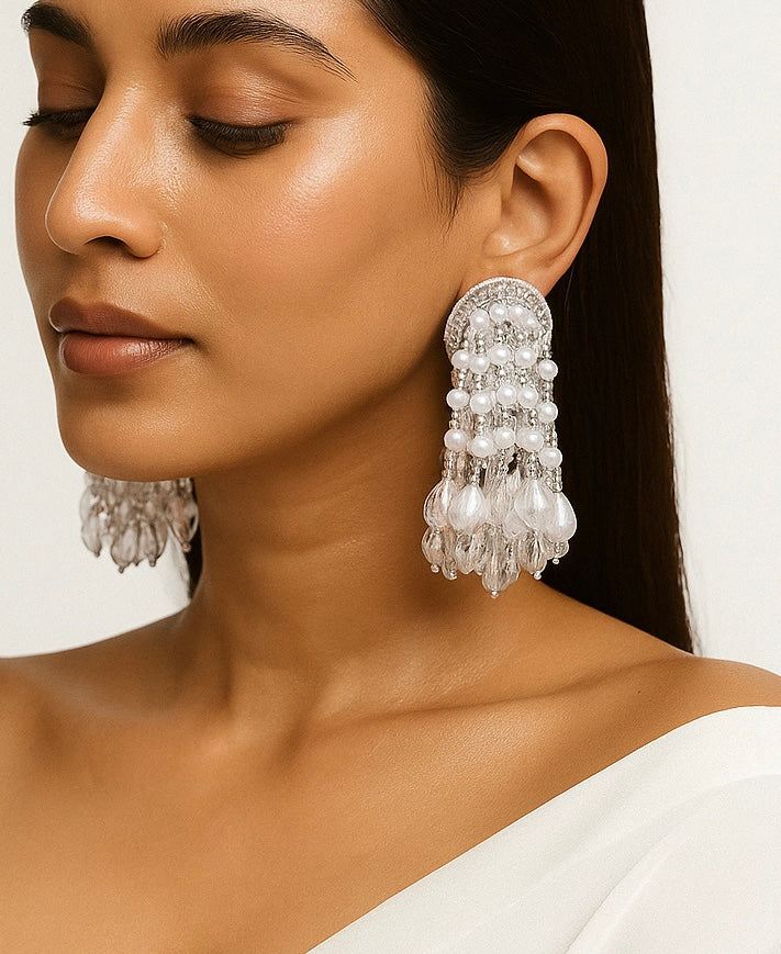 Amara Pearl Fall Handmade Beaded Earrings