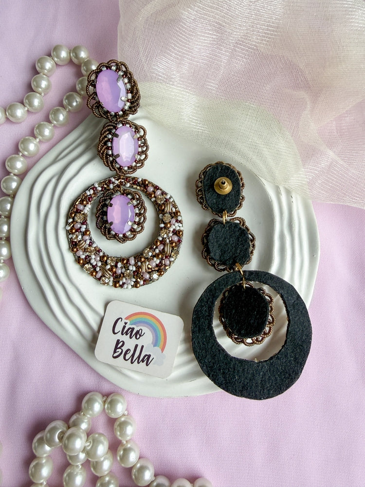 Mahira Lilac Purple Handmade Beaded Statement Earrings