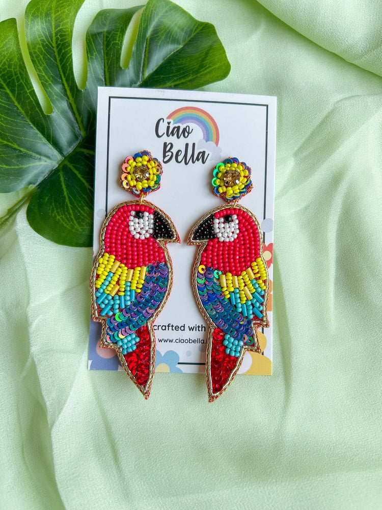 Macaw Handmade Beaded Bird Earrings