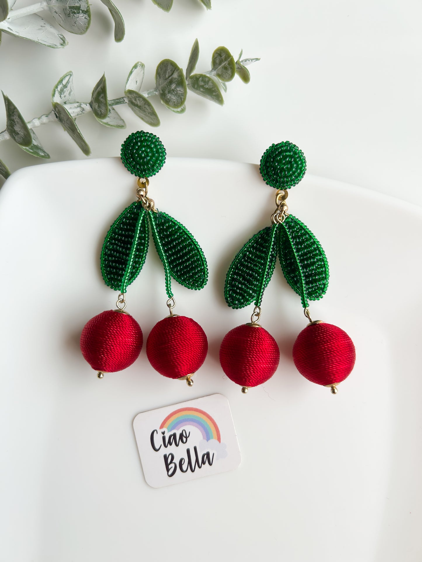 Cherry On Top Handmade Beaded Earrings