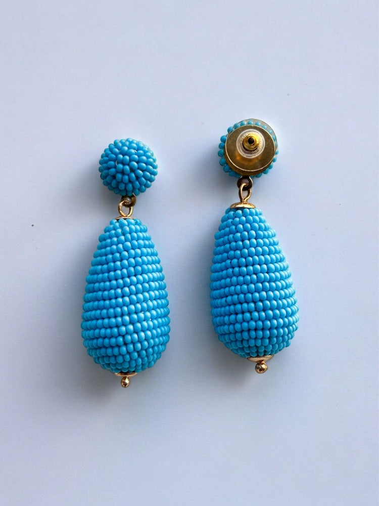 Baby Blue Drop Handmade Beaded Earrings
