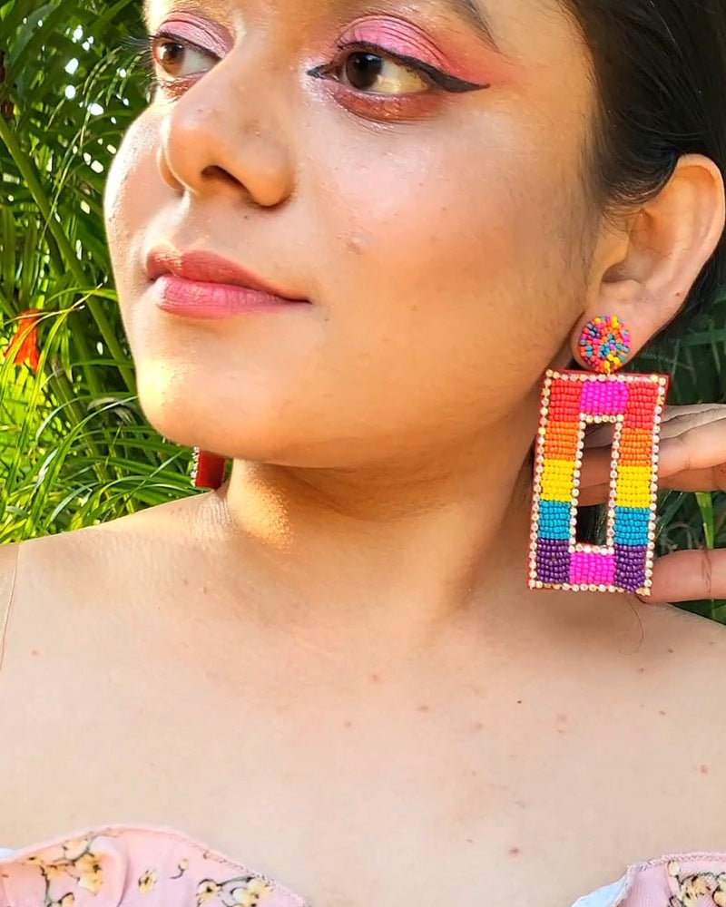 Vibrant Rainbow Drop Earrings