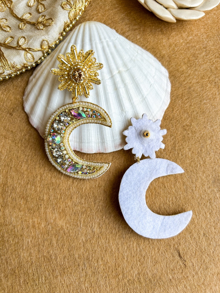 Crescent Moon Handmade Beaded Earrings