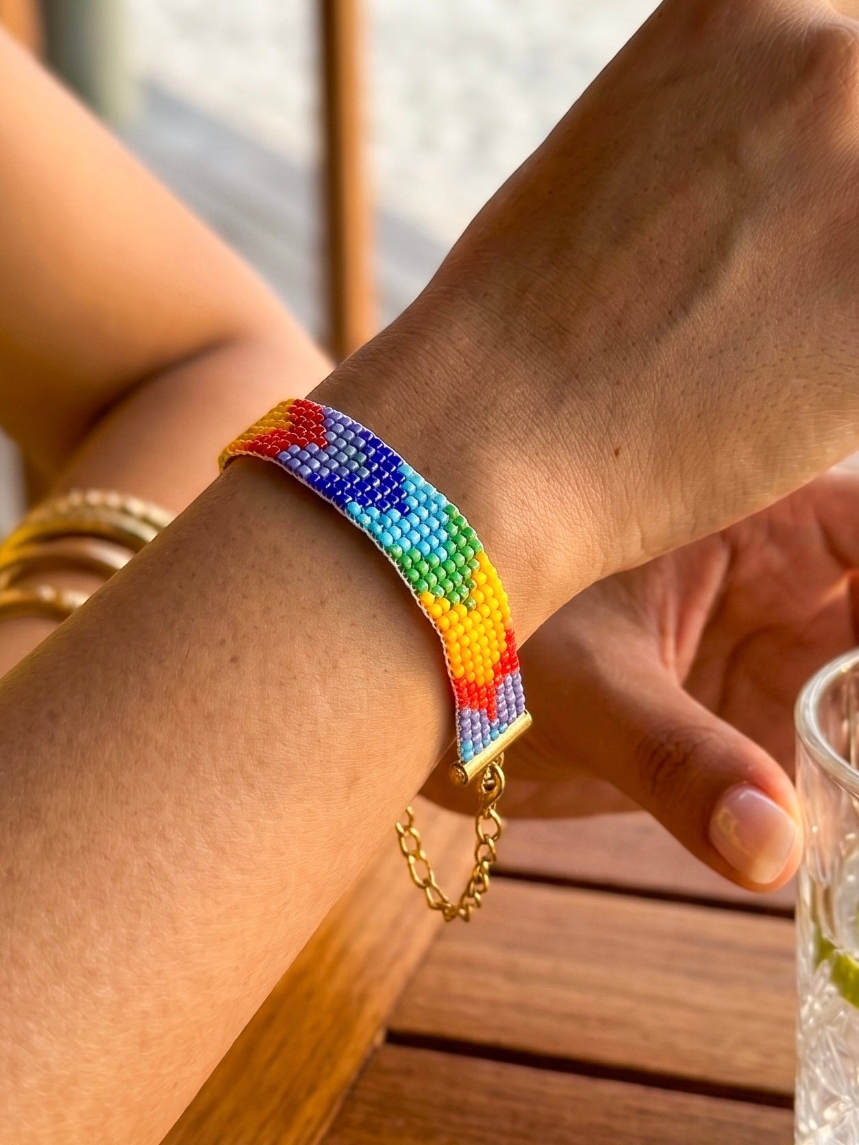 Color Me Happy Handmade Beaded Rainbow Bracelet